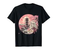 Girafe Ramen Pagoda Tower Nouilles Japonaises Fleurs Sakura T-Shirt