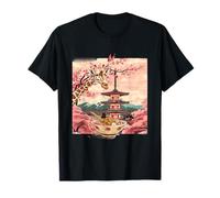 Girafe Ramen Pagode Tour Art Sakura Fleurs Mont Fuji T-Shirt