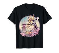 Girafe Ramen Sakura Fleurs Japonaises Nouilles Pagode Tour T-Shirt