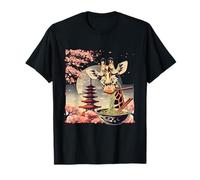 Girafe Ramen Sakura Fleurs Japonaises Nouilles Pagode Tour T-Shirt