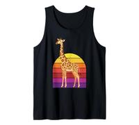 Girafe rétro Vintage années 80 Coucher de Soleil Safari Zoo Animal Débardeur