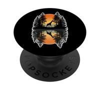 Girafe Savane Coucher de Soleil Animaux Exotiques Safari PopSockets PopGrip Adhésif