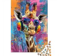 Girafe Style Graffiti Rétro Puzzle 1000 Pièces Puzzle pour Adultes Coloré Détente Décoration Cadeau 52x38cm/1000pcs