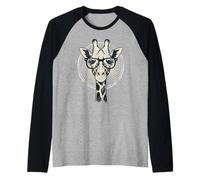 Girafe Vintage Portant des Lunettes d'animaux de Safari Manche Raglan