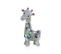 Girafe Zoo Animal Broche Pour Femmes Cz Colorful Pave Cubic Zirconia Argent Plaqué Rhodium