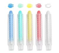 GIRAFEDA 5 Pcs Craie sans Poussière Craie Couleur Craie Tableau Noir à Porte-Craie Craie Couleur Tableau + Boîte Range Craie Colorée Craie Blanche Bleu Rouge Vert Jaune pour École Étude Tableau Noir