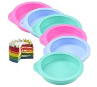 GIRAFEDA 6PCS Silicone Moule Cuisson Rond, Moules à Gâteau Rond Rainbow Cake Moule à Gâteau Arc-en-ciel en Silicone Anti-adhésifs Moule Silicone Rond pour Gateaux Pain Tarte Muffins 13 * 12 * 2.5cm