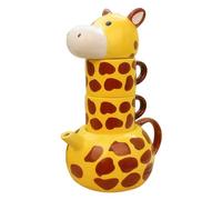 Girafen Lot de 2 tasses à thé en céramique avec couvercle, théière en porcelaine peinte à la main pour lait, café, thé, latte