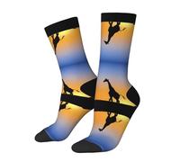 Girafes At Sunset Print 3D Chaussettes fantaisie unisexe Deluxe Personnalité Chaussettes courtes 40-42 cm, 3 noir, Taille unique
