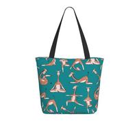 Girafes Doing Various Sac fourre-tout de yoga pour femme - Sac fourre-tout léger et réutilisable en toile avec fermeture éclair, dragonne en coton pour sacs d'épicerie, sacs de courses