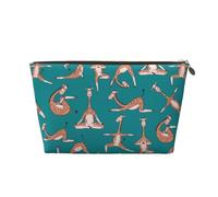 Girafes Doing Various Yoga Makeup Bag Cosmetic Bags Travel Toiletry Bag Make Up Bag for Women Leather Makeup Bag Organizer, Cute Makeup Pouch, doré, One Size