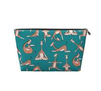 Girafes Doing Various Yoga Makeup Bag Cosmetic Bags Travel Toiletry Bag Make Up Bag for Women Leather Makeup Bag Organizer, Cute Makeup Pouch, Argenté, One Size