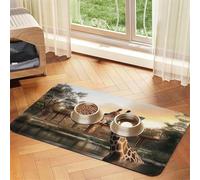 Girafes on The Lake Tapis d'alimentation pour chien et chat - En cuir absorbant - Imperméable - Pas de taches - Séchage rapide - Antidérapant - 60 x 40 cm