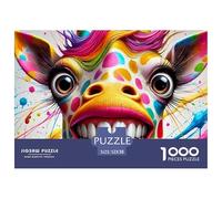 Giraffe coloré Sourire Papier Durable Défi Cérébral Amusant, Adapté Aux Adultes À La Recherche De Loisirs Relaxants Et Gratifiants 52x38cm/1000pcs