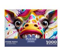 Giraffe coloré Sourire Surface Lisse Excellent Cadeau-Loisir, Parfait pour Les Adultes, Adolescents Et Amateurs De Puzzles 38x26cm/1000pcs