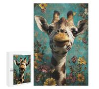 Giraffe Floral Background Puzzle 1000 Pièces Educa Jouet en Bois Cadeau Unique Décoration Intérieure Jeu Éducatif Challenge Toy Adultes Et Enfants À Partir De 14 Ans 1000 PCS