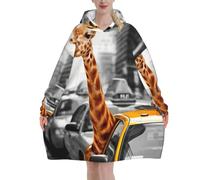 Giraffe In New York Couverture à capuche en peluche en flanelle anti-boulochage avec poche kangourou pour temps froid