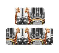 Giraffe In New York Lot de 2 tapis de cuisine antidérapants ergonomiques pour cuisine, bar, bureau