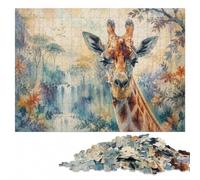 Giraffe in The Forest Puzzle en Bois Classique 1000 pièces pour Adultes | Présent de Noël pour passionné avec activité sans écran à la maison sur plusieurs sessions.