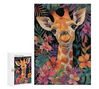 Giraffe in Tropical Flowers Puzzle 1000 Pièces Educa Jouet en Bois Cadeau Unique Décoration Intérieure Jeu Éducatif Challenge Toy Adultes Et Enfants À Partir De 14 Ans 300 PCS