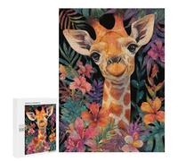 Giraffe in Tropical Flowers Puzzle 1000 Pièces Educa Jouet en Bois Cadeau Unique Décoration Intérieure Jeu Éducatif Challenge Toy Adultes Et Enfants À Partir De 14 Ans 500 PCS