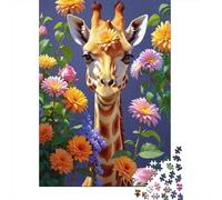 Giraffe Parmi Les Fleurs Puzzle 1000 Pièces Adultes Animaux Puzzles 1000 Pièces Durable Jeux De Puzzle Cadeau 70x50cm/1000pcs