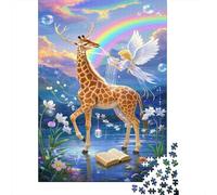 Giraffe Puzzle 1000 Pièces Jouet en Bois Jeu D'Intelligence Décoration Intérieure Giraffe de rêve Challenge Toy Adultes Et Enfants À Partir De 14 Ans 1000pcs (75x50cm)
