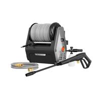 Giraffe Tools Nettoyeur haute pression mural 1800 W Max 2400 PSI 2,0 GPM nettoyeur à pression d'eau électrique avec tuyau rétractable de 30 m pour voiture, terrasse, noir, tuyau souple gris