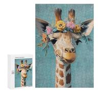 Giraffe with Flower Crown Art Print Puzzle 1000 Pièces Educa Jouet en Bois Cadeau Unique Décoration Intérieure Jeu Éducatif Challenge Toy Adultes Et Enfants À Partir De 14 Ans 300 PCS