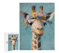 Giraffe with Flower Crown Art Print Puzzle 1000 Pièces Educa Jouet en Bois Cadeau Unique Décoration Intérieure Jeu Éducatif Challenge Toy Adultes Et Enfants À Partir De 14 Ans 500 PCS