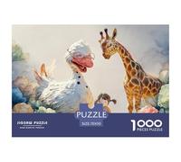 Giraffe with Friend 1000 Pcs Carton Extra-épais Lot de Puzzles Fantasy Duck and A Giraffe Stimulant Et Éducatif Jeu Créatif Puzzles pour Adultes Et Enfants 70x50cm/1000pcs