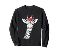 Giraffe with Red Roses for Zoo Animal Lovers Sweatshirt