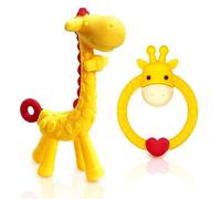 Giraffen-Beißring And Rundes Kitz Aus Silikon Für Babys 6-12 Month, Temperaturbeständig, Inkl. Pp-Box, Jaune
