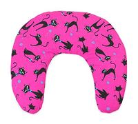 Giraffenland Coussin Cervical épaules et Cou - Traditionnel 30x33cm, Chat Noir - Fuchsia. Bouillotte sèche Tour de Cou aux noyaux de Cerises -Coussin de Nuque - Coussin pour Le Cou. Coussin Thermique