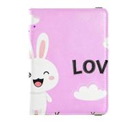 Girafffe Porte-passeport en cuir avec inscription Happy pour voyage sécurisé pour argent et cartes pour homme, Lapin avec amour, one size, Tendance