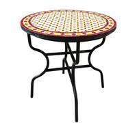 Giralda - Table de jardin en mosaïque marocaine - Diamètre : 80 cm - Grande table ronde pliable - Mosaïque méditerranéenne - Table pliante pour balcon ou jardin - Giralda - Bordeaux, jaune - 80 cm