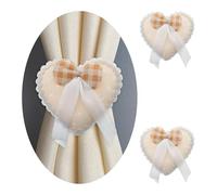 GIRASOLE HOME® Embrasse magnétique en tissu en forme de cœur rembourrée avec nœud 2 pièces (Beige)