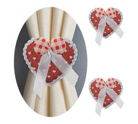 GIRASOLE HOME® Embrasse magnétique en tissu en forme de cœur rembourrée avec nœud 2 pièces (rouge)