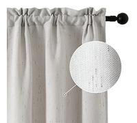 GIRASOLE HOME® Lot de 2 rideaux semi-occultants anti-flammes, parfaits pour cuisine, restaurant, hôtel, fantaisie, en tissu ignifuge, certifié rideau isolant, 2 panneaux (70 x 145 cm, Greige Claro)