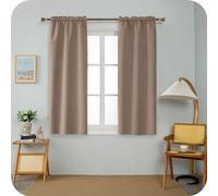 GIRASOLE HOME Paire de rideaux barbade thermiques totalement occultants 2 panneaux de 90 x 150 cm avec poche, marron