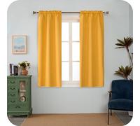 GIRASOLE HOME Paire de rideaux Barbados thermiques totalement occultants 2 panneaux de 55 x 130 cm avec poche, jaune