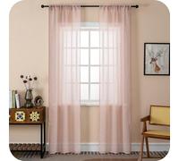 GIRASOLE HOME® Paire de rideaux filtrants en simili lin rideau pour porte fenêtre et intérieure, 2 panneaux avec poche et passants cachés (rouge pastel, 70 x 235 cm)