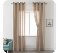 GIRASOLE HOME Paire de rideaux filtrants semi-transparents effet lin rideau pour intérieur, 2 panneaux avec œillets (Maggese, 140 x 235 cm)
