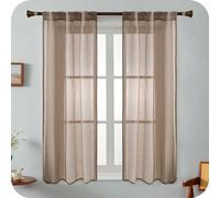 GIRASOLE HOME Paire de rideaux Haïti filtrant simili-lin avec trame en croix 2 panneaux avec poche et passants cachés (taupe, 70 x 130 cm)