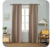 GIRASOLE HOME Paire de Rideaux Occultants Thermiques Barbados avec 2 Panneaux 90 x 240 cm avec Passant, Marron