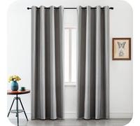 GIRASOLE HOME® Paire de rideaux semi-occultants anti-flammes, parfaits pour cuisine, restaurant, hôtel, fantaisie, à tronçons, tissu ignifuge, 2 panneaux avec œillets (140x275 cm, gris)