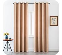GIRASOLE HOME® Paire de rideaux semi-occultants anti-flammes pour cuisine, restaurant, hôtel, fantaisie, à tronçons, tissu ignifuge, 2 panneaux avec œillets (140x275 cm, Maggese)