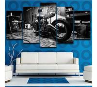 GIRDSS Tableaux Impressions sur Toile HD Imprimé Modulaire Toile Affiches 5 Parties Tableau Pièces décoration Vintage Moto Cadre Mur Art Peinture Décoration De La Maison Salon150x80cm