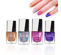 Gireatick 4 Bouteilles de Vernis à Ongles Holographique, vernis à Ongles Longue Durée à Paillettes Laser Diamant 7ML Chaque Bouteille (A)