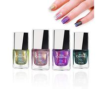 Gireatick 4 Bouteilles de Vernis à Ongles Holographique, vernis à Ongles Longue Durée à Paillettes Laser Diamant 7ML Chaque Bouteille (B)